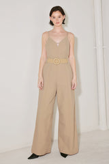 NEUTRAL GODDESS WOVEN JUMPSUIT