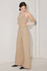 NEUTRAL GODDESS WOVEN JUMPSUIT