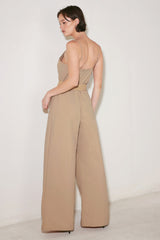 NEUTRAL GODDESS WOVEN JUMPSUIT