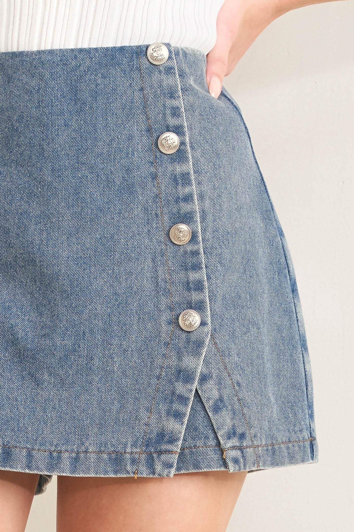 SANTA MONICA DENIM SKORT - Flying Tomato - Flyclothing LLC
