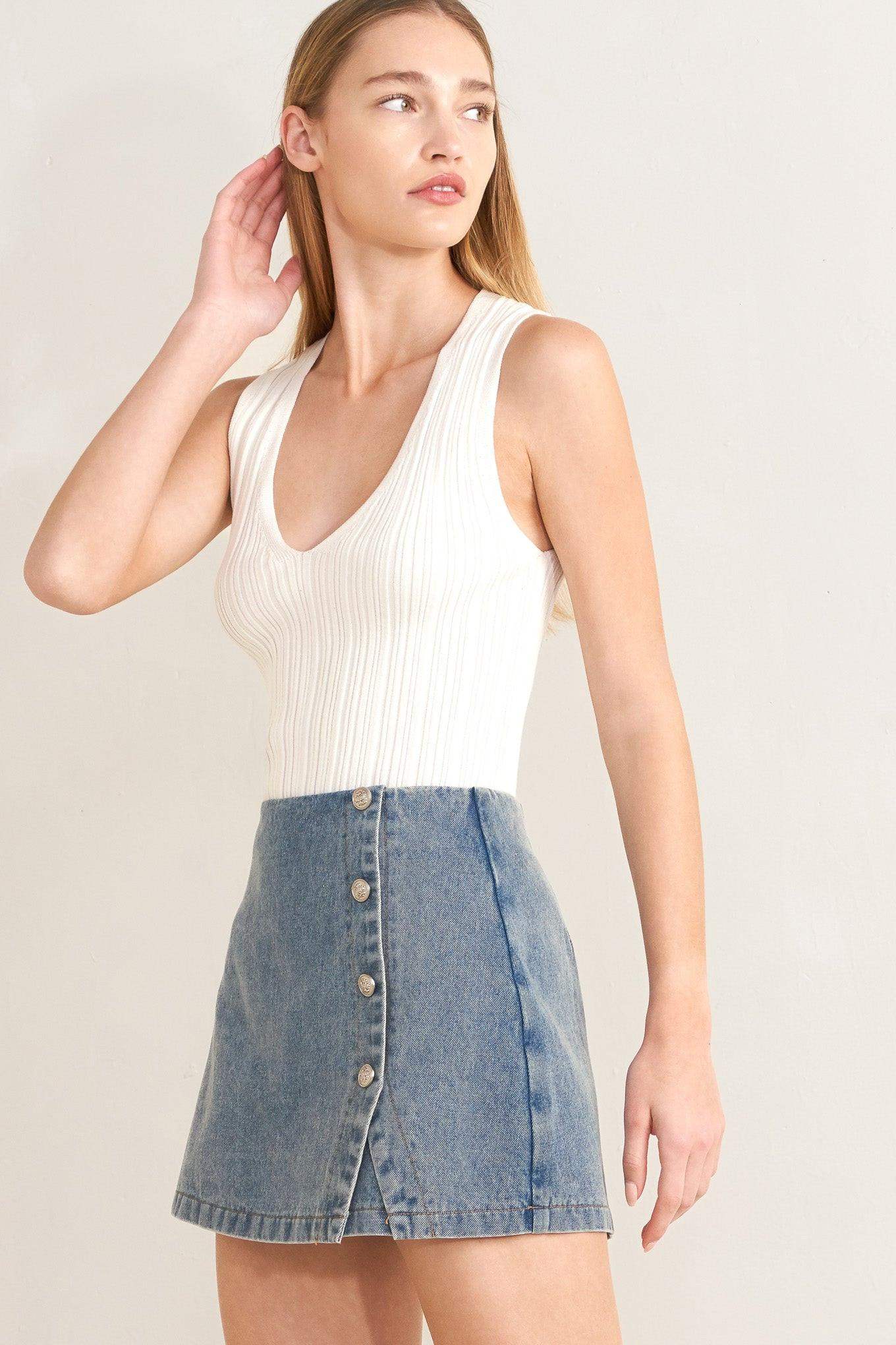 SANTA MONICA DENIM SKORT - Flying Tomato - Flyclothing LLC