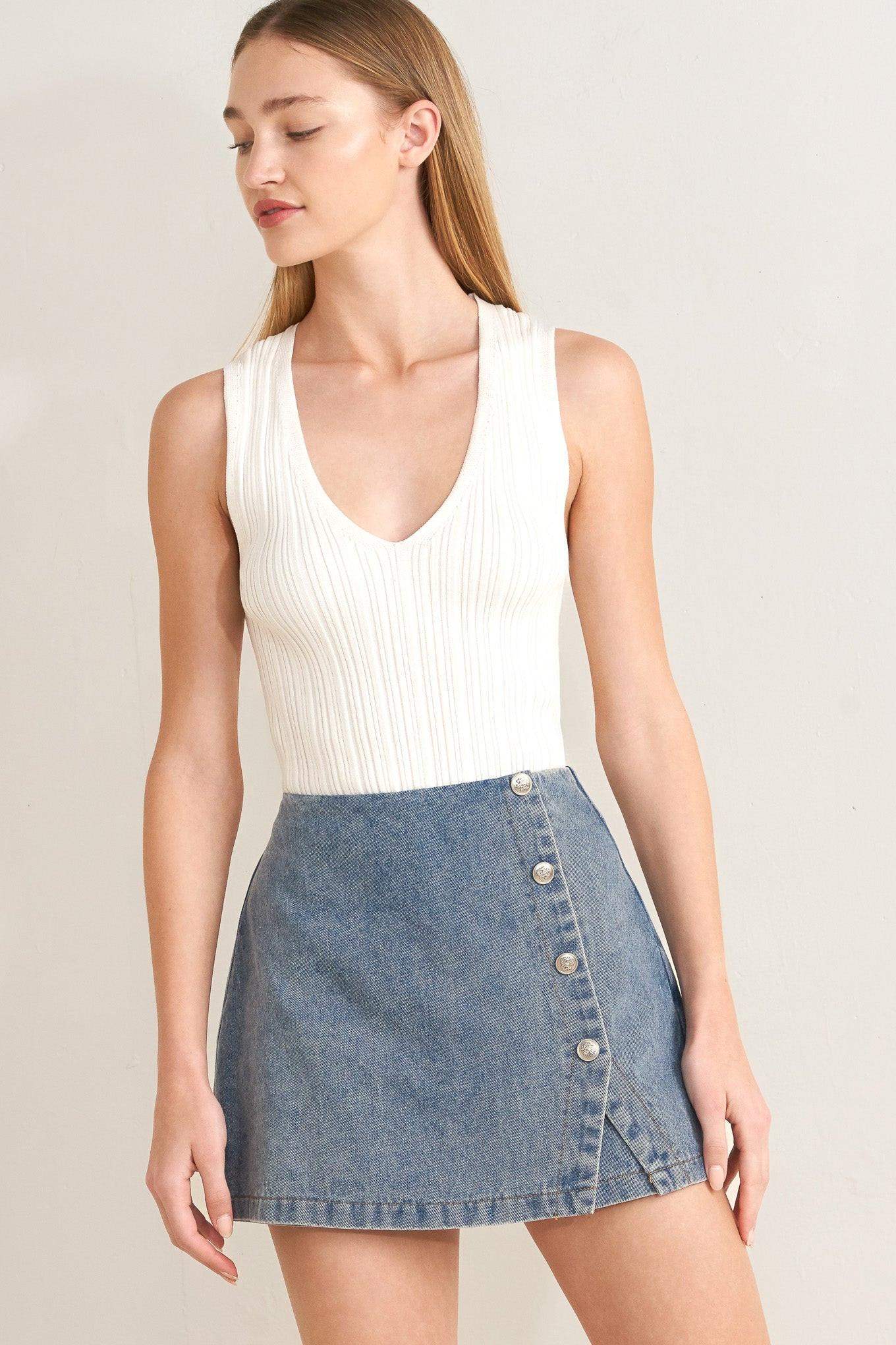 SANTA MONICA DENIM SKORT - Flying Tomato - Flyclothing LLC