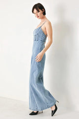 SKYLINE SWEETHEART DENIM JUMPSUIT - Flying Tomato - Flyclothing LLC