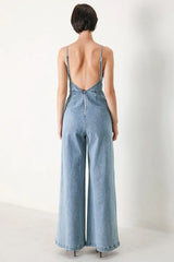 SKYLINE SWEETHEART DENIM JUMPSUIT - Flying Tomato - Flyclothing LLC