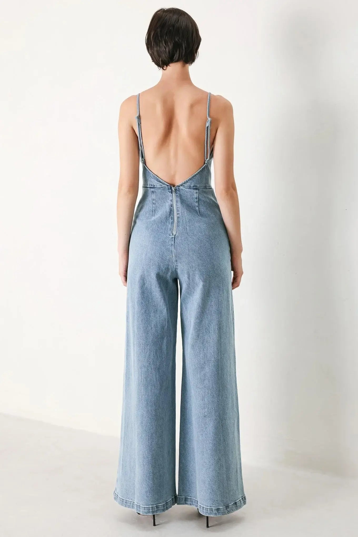 SKYLINE SWEETHEART DENIM JUMPSUIT - Flying Tomato - Flyclothing LLC