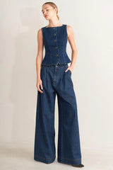 OCEAN DRIVE WIDE DENIM PANTS - Flying Tomato - Flyclothing LLC