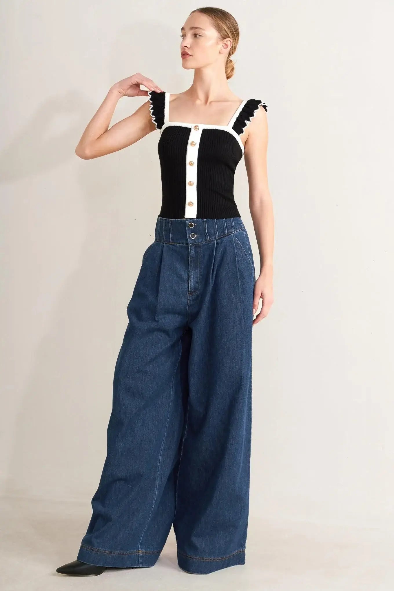 OCEAN DRIVE WIDE DENIM PANTS - Flying Tomato - Flyclothing LLC