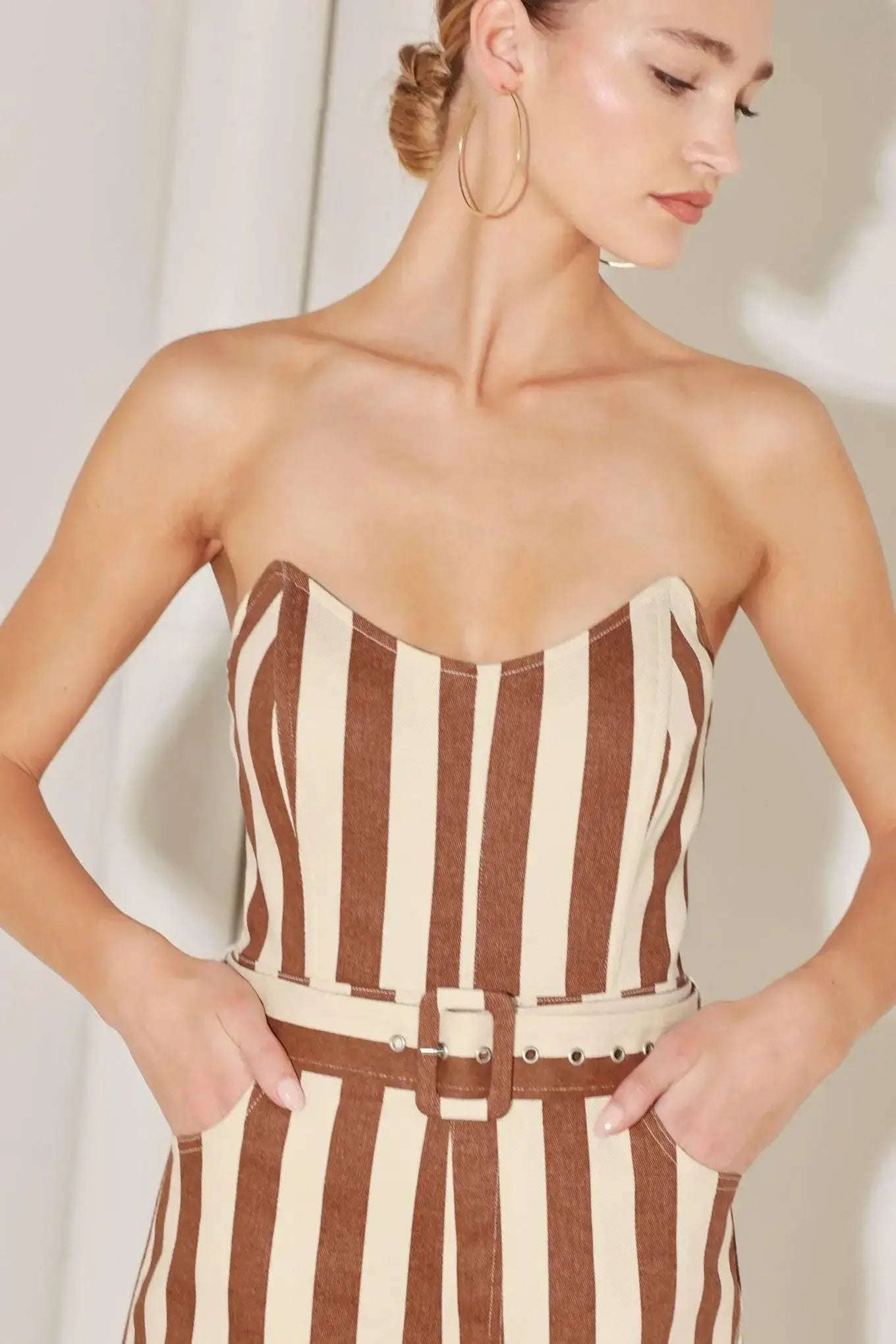 GOLDEN STRIPE ERA WOVEN JUMPSUIT - Flying Tomato - Flyclothing LLC