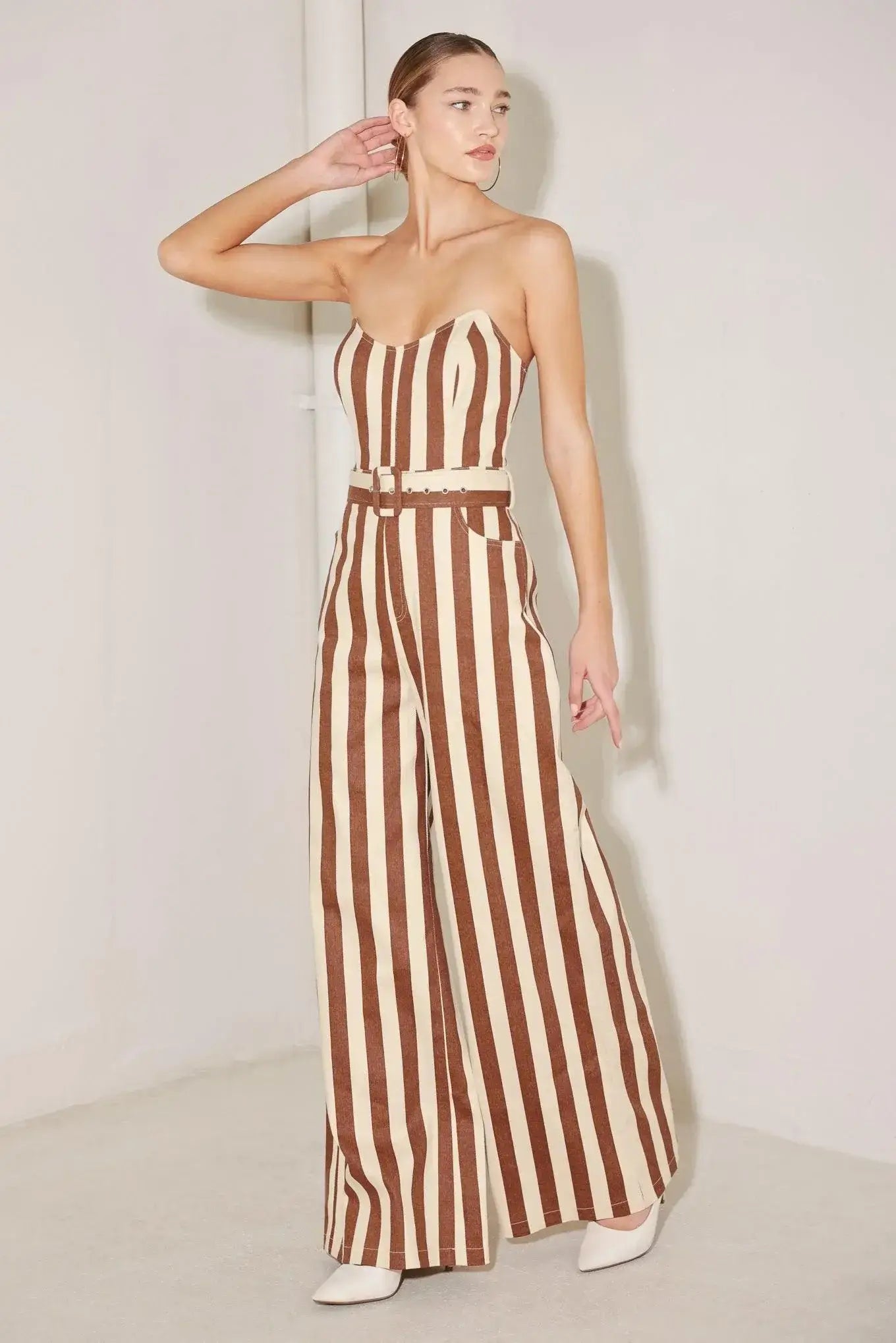 GOLDEN STRIPE ERA WOVEN JUMPSUIT - Flying Tomato - Flyclothing LLC