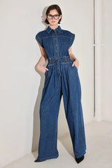 POWER PLAY DENIM JUMPSUIT - Flying Tomato - Flyclothing LLC