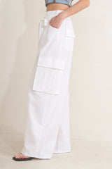 WHITE DRIFT WOVEN CARGO PANTS