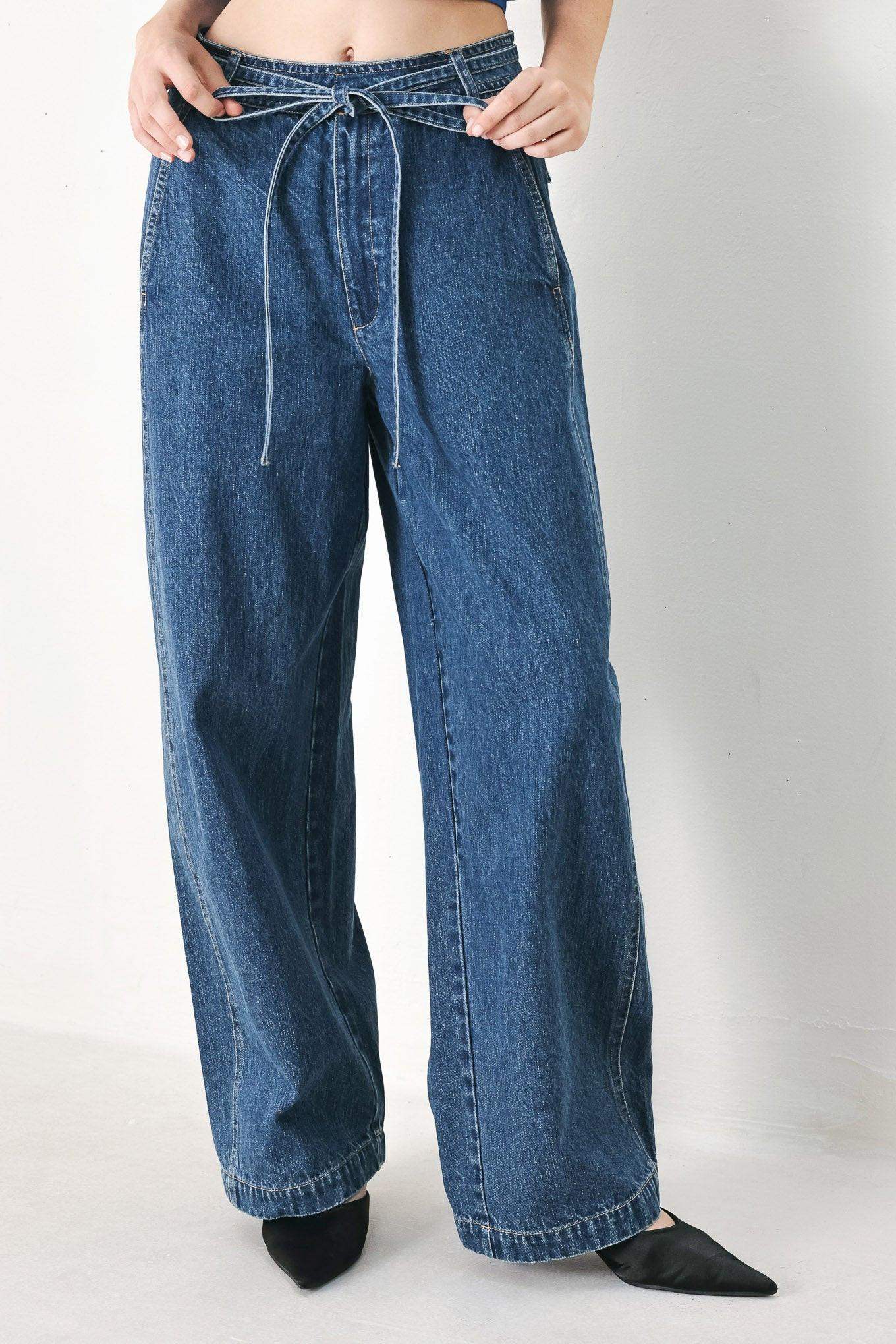 BLUE HONEY OVERSIZE DENIM PANTS - Flying Tomato - Flyclothing LLC