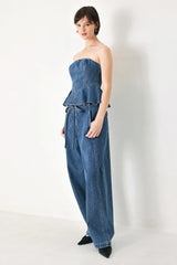 BLUE HONEY OVERSIZE DENIM PANTS - Flying Tomato - Flyclothing LLC