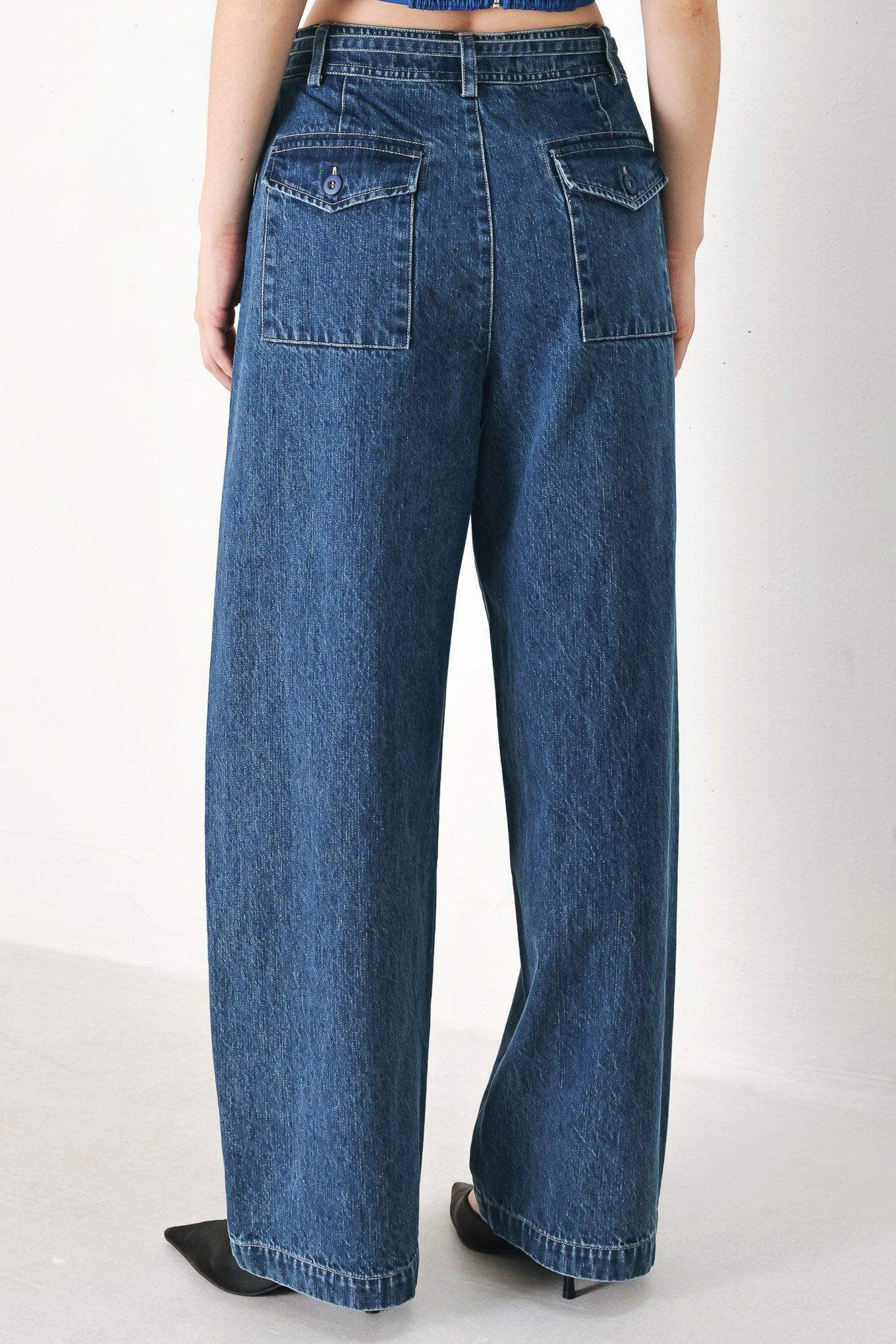 BLUE HONEY OVERSIZE DENIM PANTS - Flying Tomato - Flyclothing LLC
