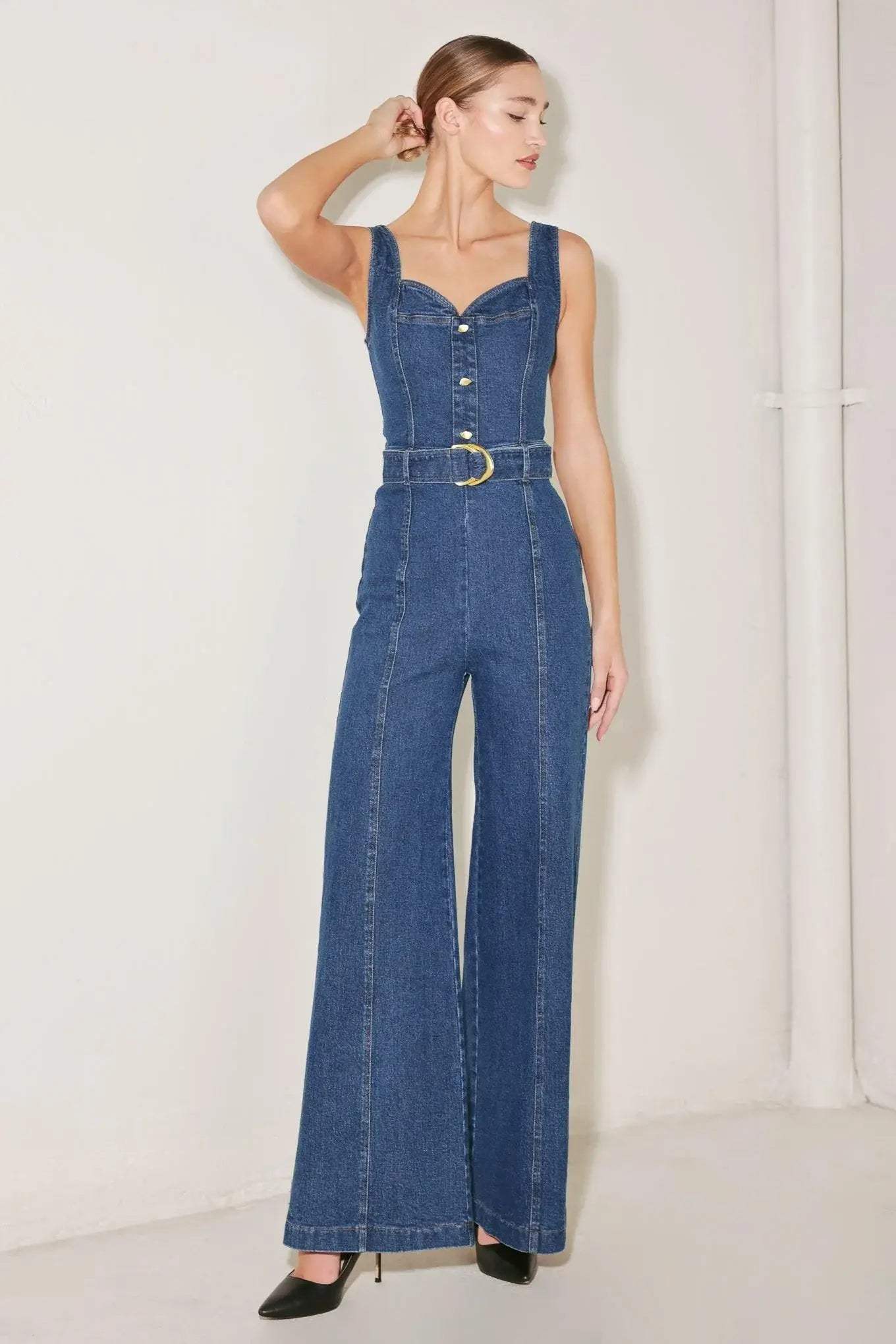 WESTSIDE GLAM DENIM JUMPSUIT - Flying Tomato - Flyclothing LLC