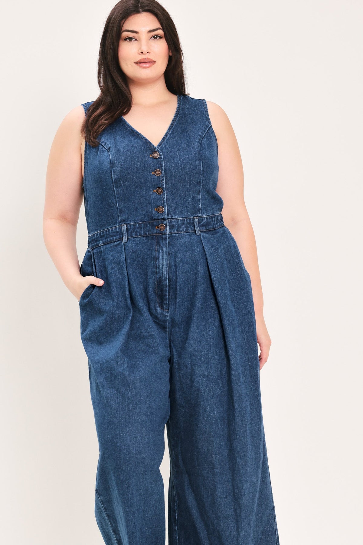 RUNWAY HIT LINE DENIM JUMPSUIT - Flying Tomato - Flyclothing LLC