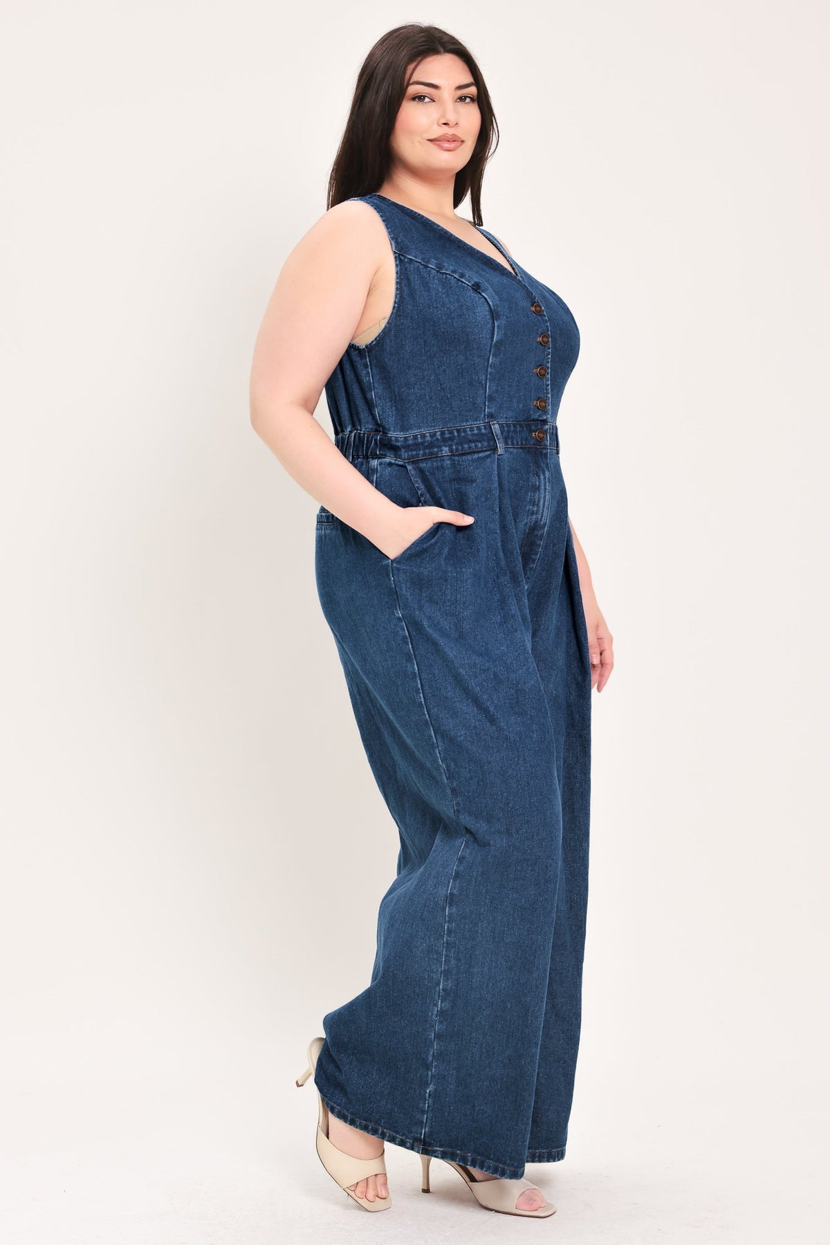 RUNWAY HIT LINE DENIM JUMPSUIT - Flying Tomato - Flyclothing LLC