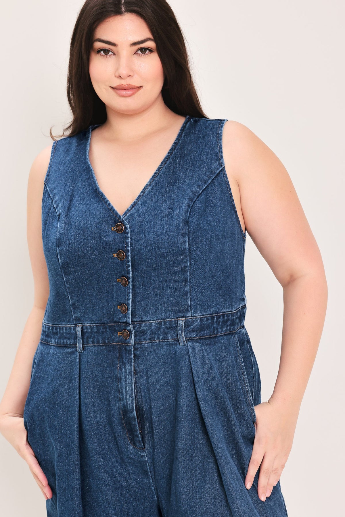 RUNWAY HIT LINE DENIM JUMPSUIT - Flying Tomato - Flyclothing LLC