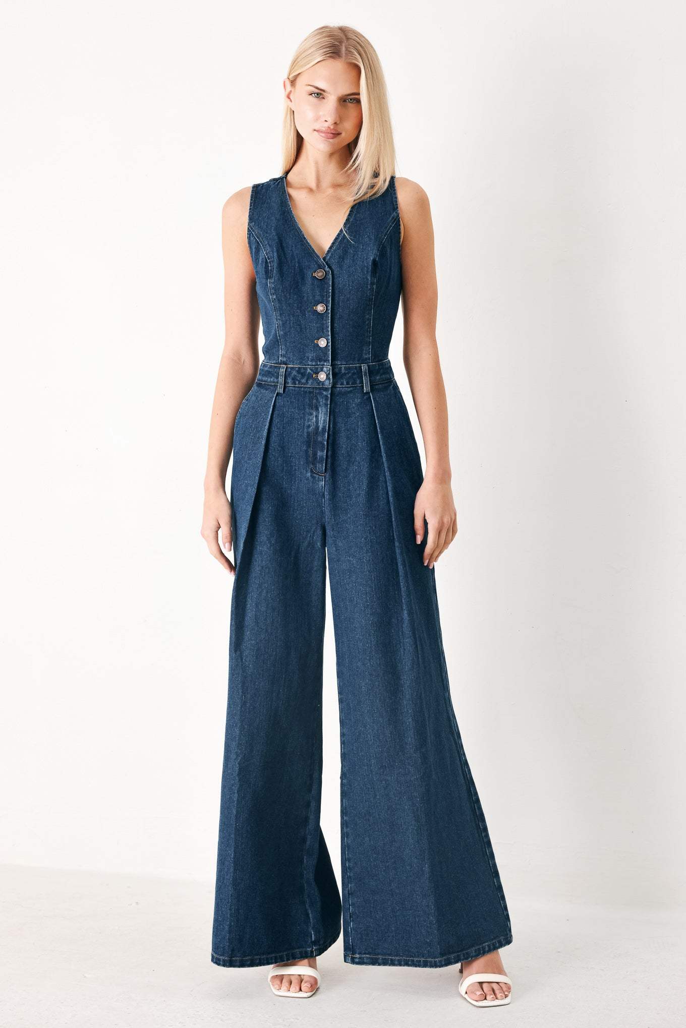 RUNWAY HIT LINE DENIM JUMPSUIT - Flying Tomato - Flyclothing LLC