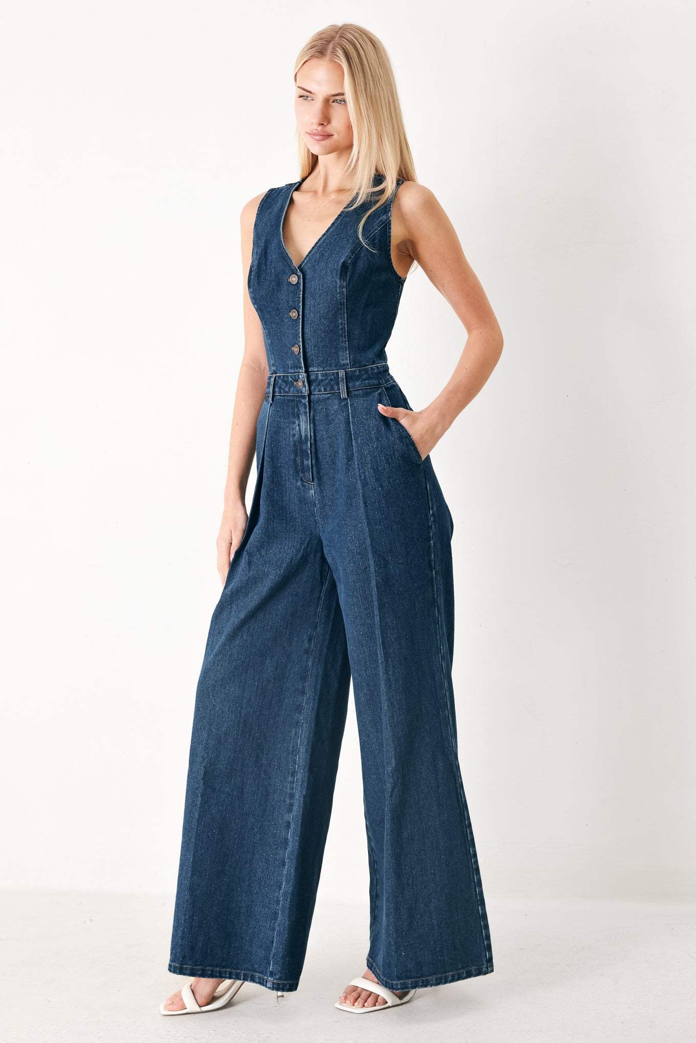 RUNWAY HIT LINE DENIM JUMPSUIT - Flying Tomato - Flyclothing LLC