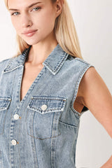 WEEKEND BLUE LOOK DENIM ROMPER - Flying Tomato - Flyclothing LLC