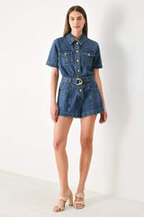 PLAY MODE DENIM ROMPER - Flying Tomato - Flyclothing LLC