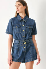 PLAY MODE DENIM ROMPER - Flying Tomato - Flyclothing LLC