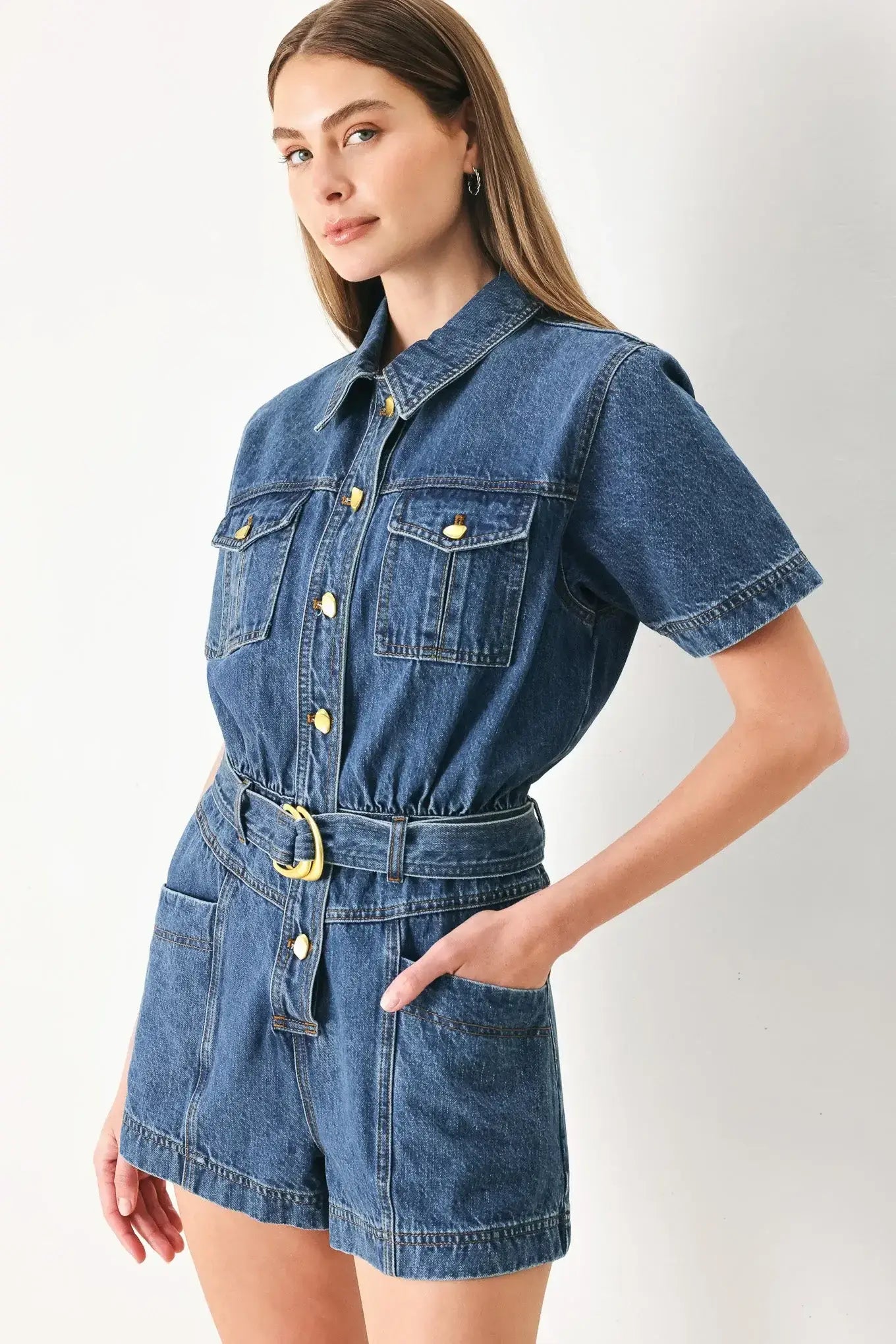 PLAY MODE DENIM ROMPER - Flying Tomato - Flyclothing LLC