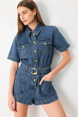 PLAY MODE DENIM ROMPER - Flying Tomato - Flyclothing LLC