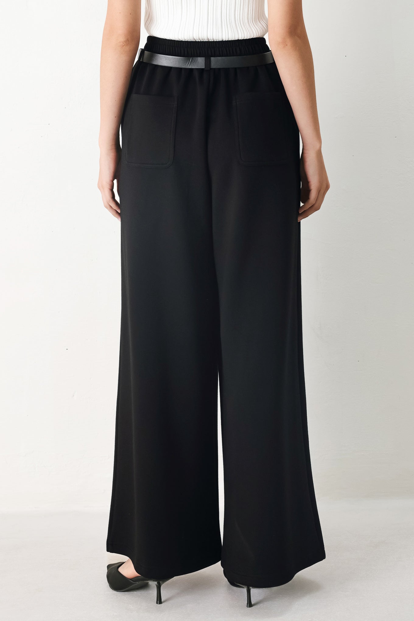BLACK TIE PALAZZO WIDE LEG PANTS - Flying Tomato - Flyclothing LLC