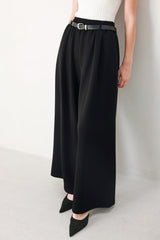 BLACK TIE PALAZZO WIDE LEG PANTS - Flying Tomato - Flyclothing LLC