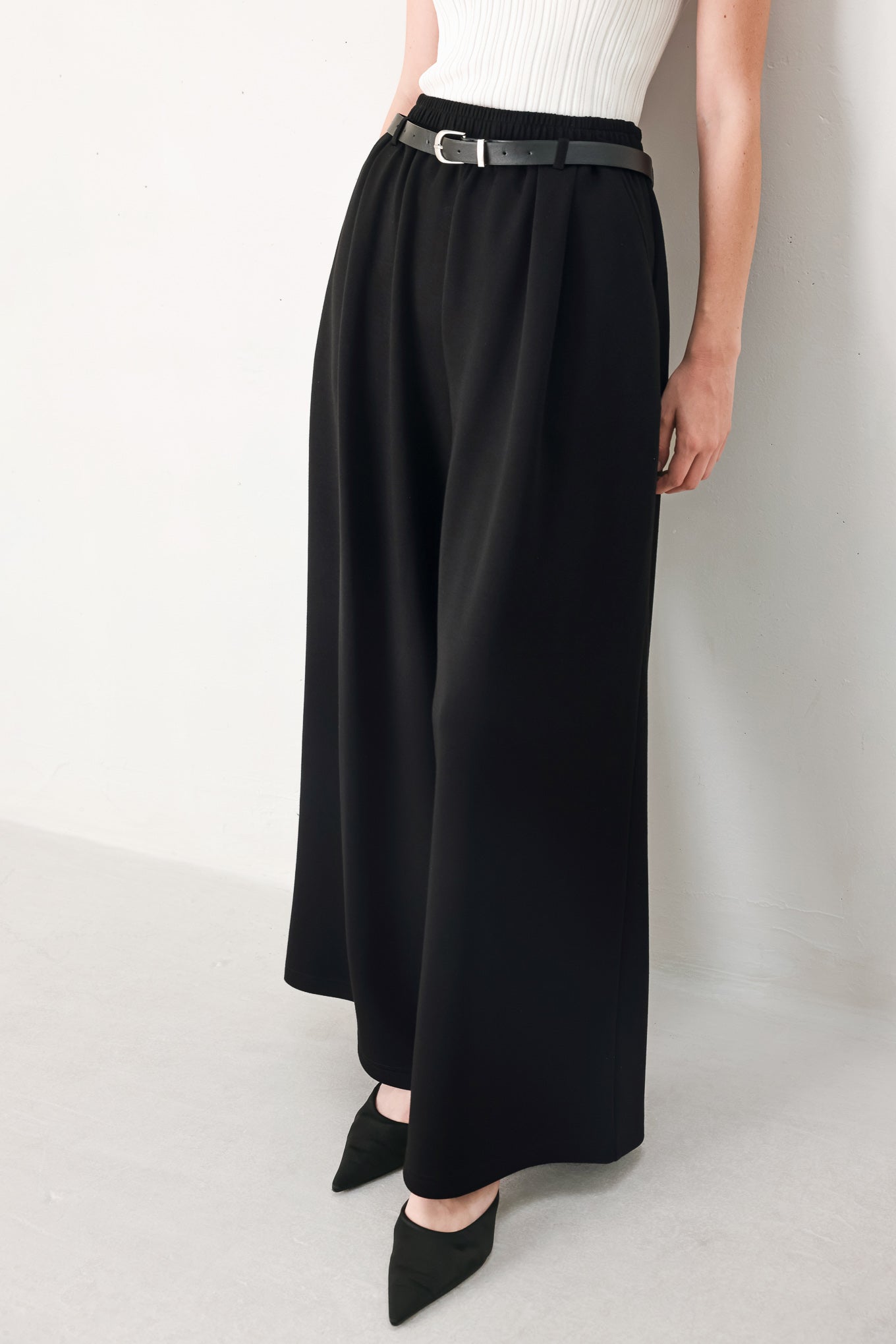 BLACK TIE PALAZZO WIDE LEG PANTS - Flying Tomato - Flyclothing LLC