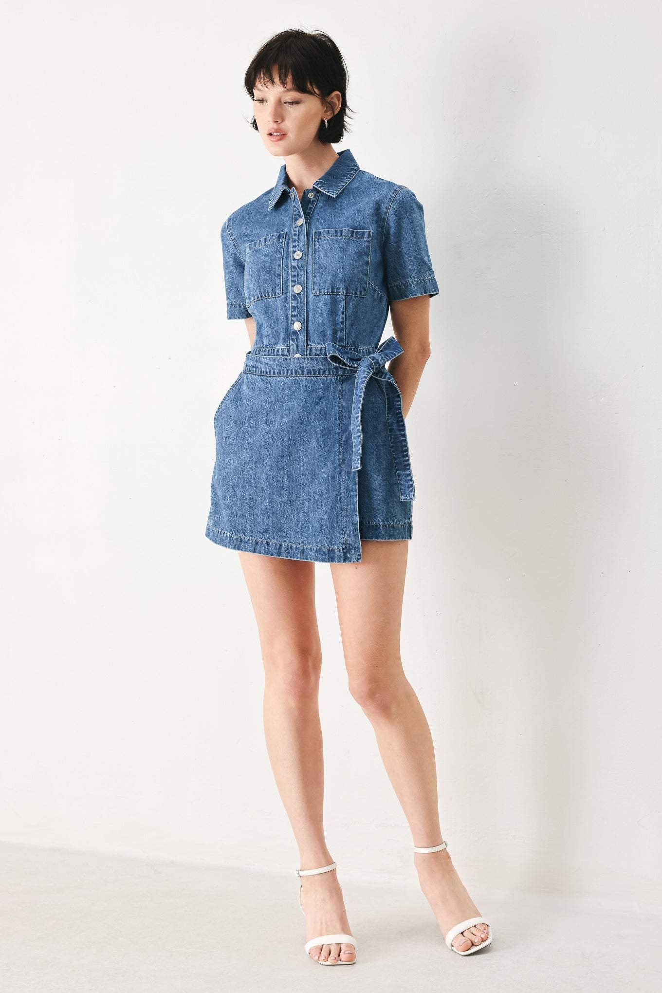 DAILY ROMANCE DENIM SKORT ROMPER - Flying Tomato - Flyclothing LLC