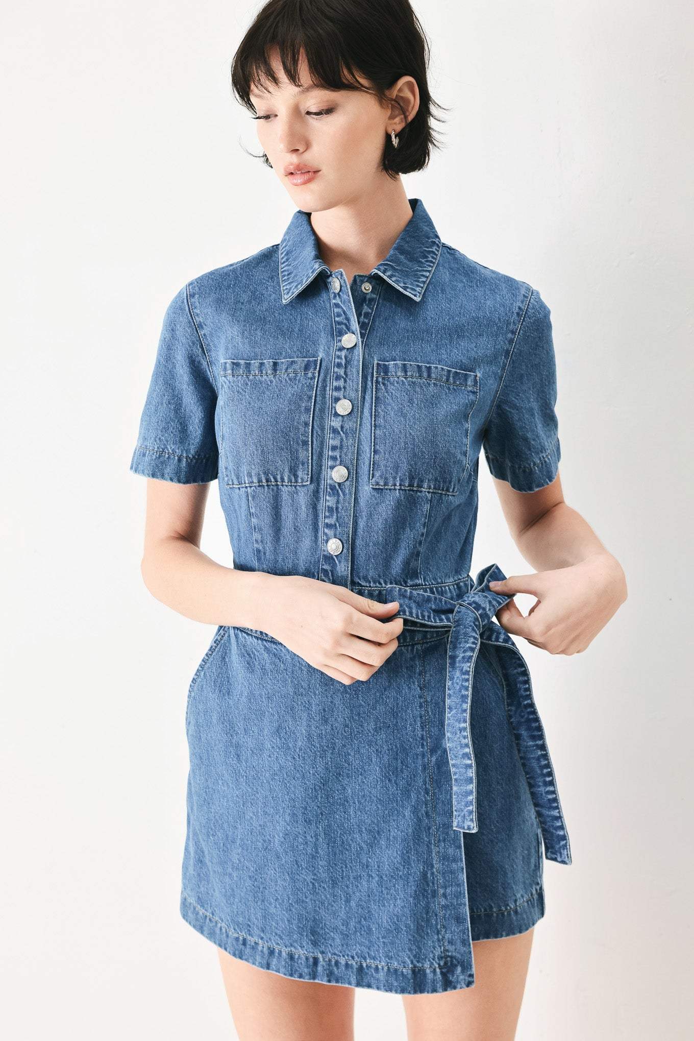 DAILY ROMANCE DENIM SKORT ROMPER - Flying Tomato - Flyclothing LLC