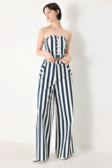 NAVY BLOSSOM WOVEN PANTS - Flying Tomato - Flyclothing LLC