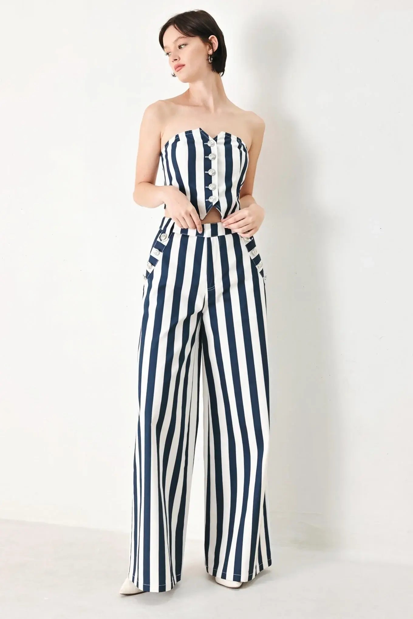 NAVY BLOSSOM WOVEN PANTS - Flying Tomato - Flyclothing LLC