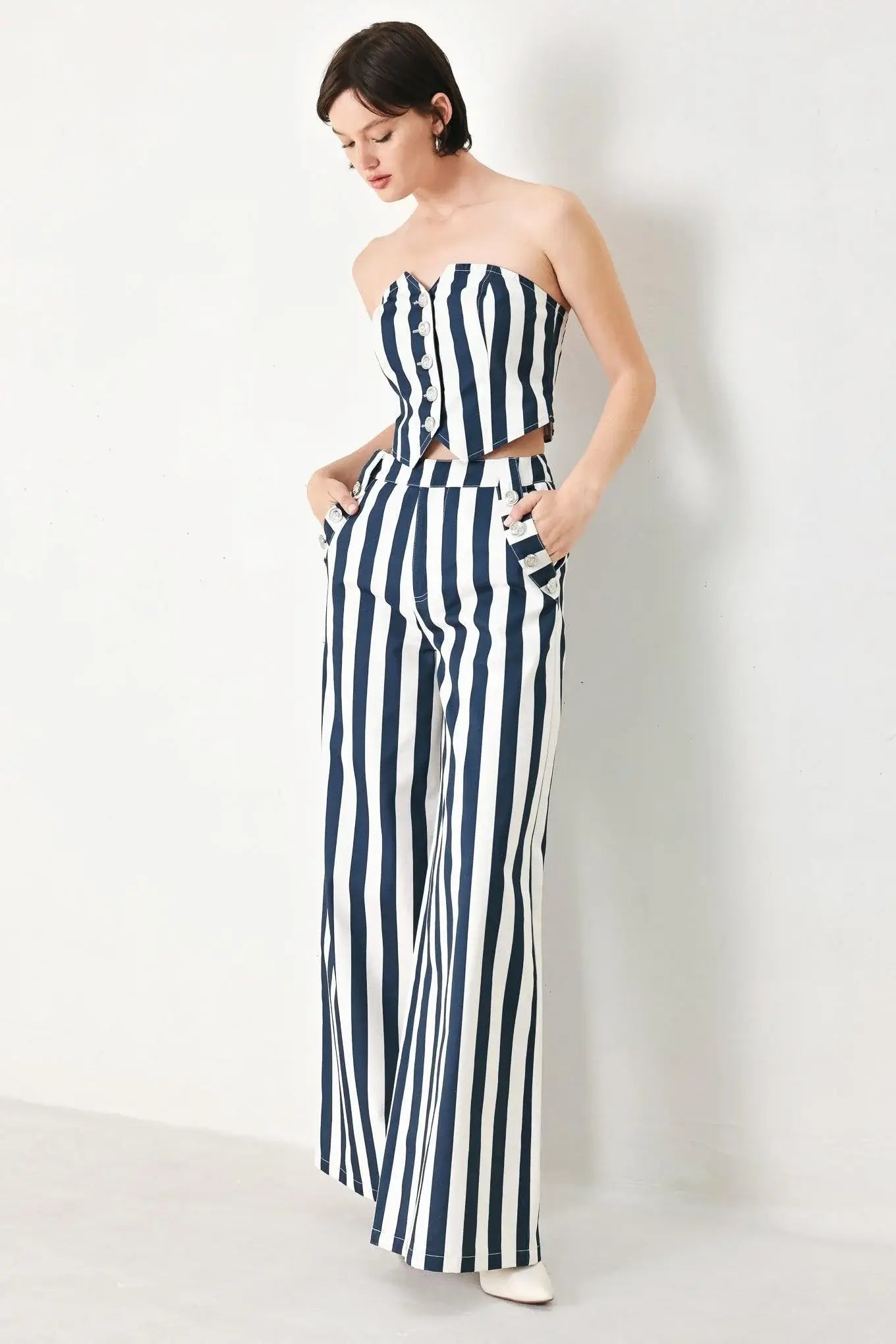 NAVY BLOSSOM WOVEN PANTS - Flying Tomato - Flyclothing LLC