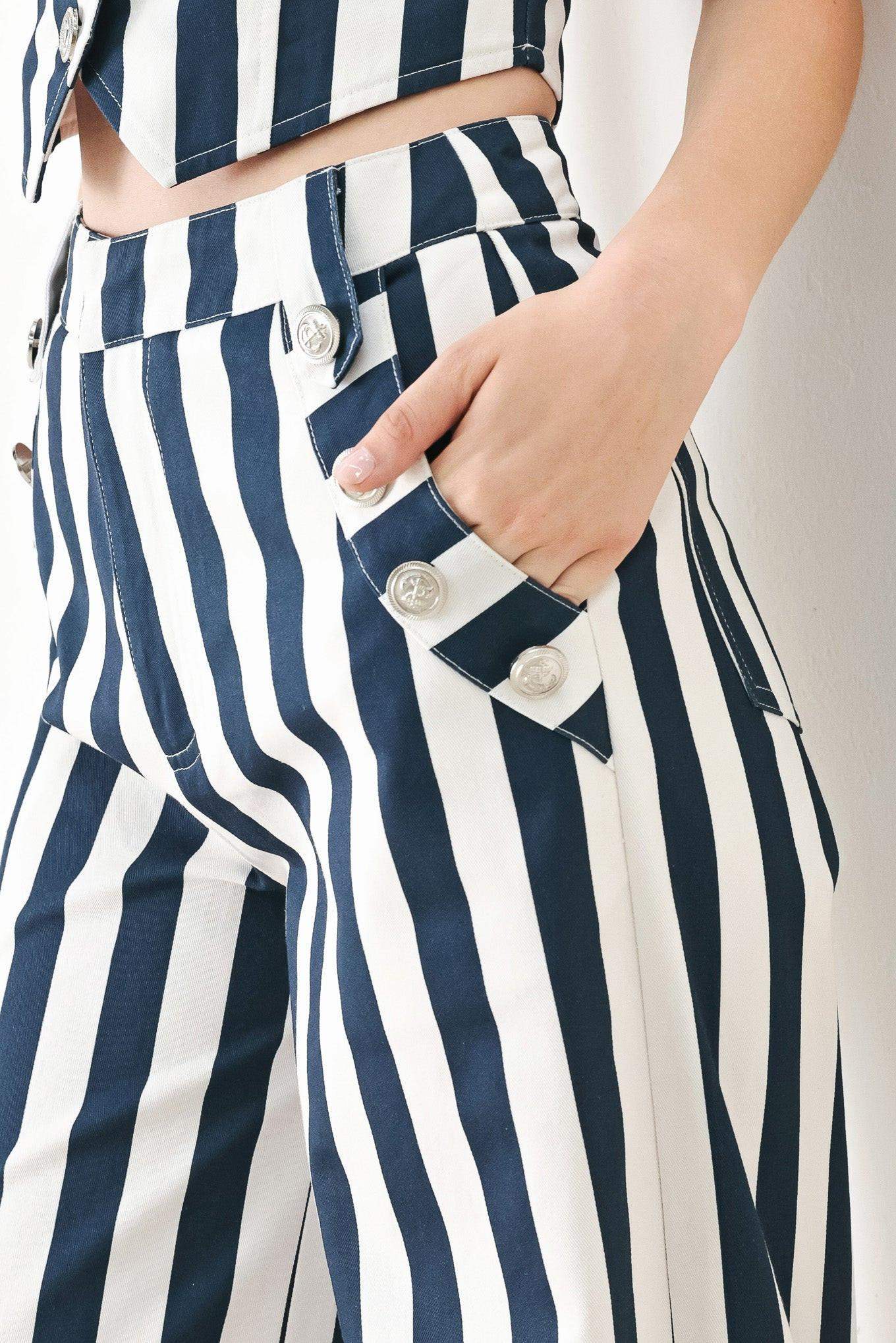 NAVY BLOSSOM WOVEN PANTS - Flying Tomato - Flyclothing LLC