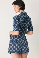 SWEET DAISY WOVEN JACQUARD DENIM SKORT