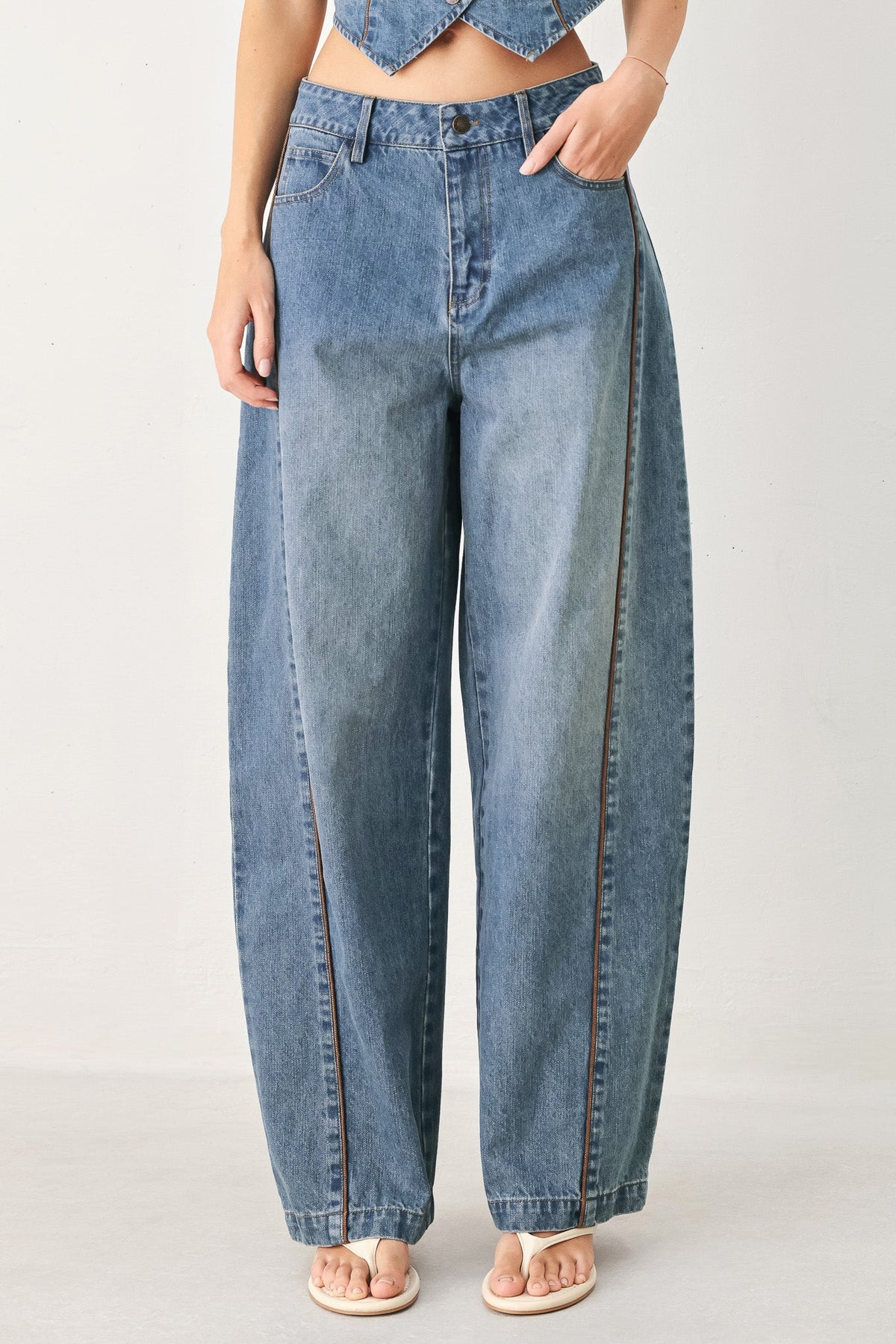 WESTERN MUSE DENIM BALLON PANTS - Flying Tomato - Flyclothing LLC