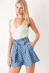 FLIRTY DOTS TIE WOVEN SHORTS - Flying Tomato - Flyclothing LLC