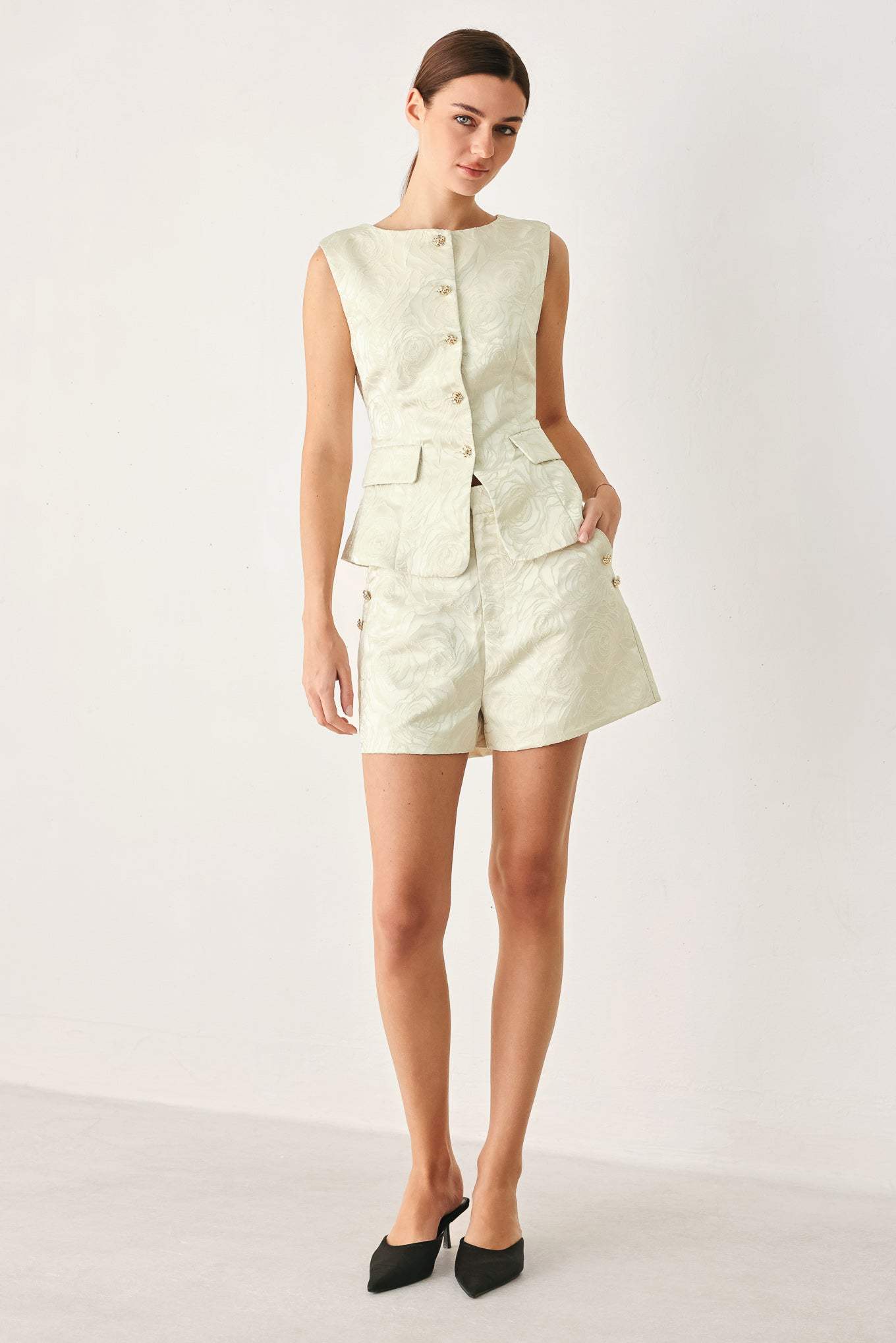 MARZIPAN FLORAL WOVEN JACQUARD SHORTS