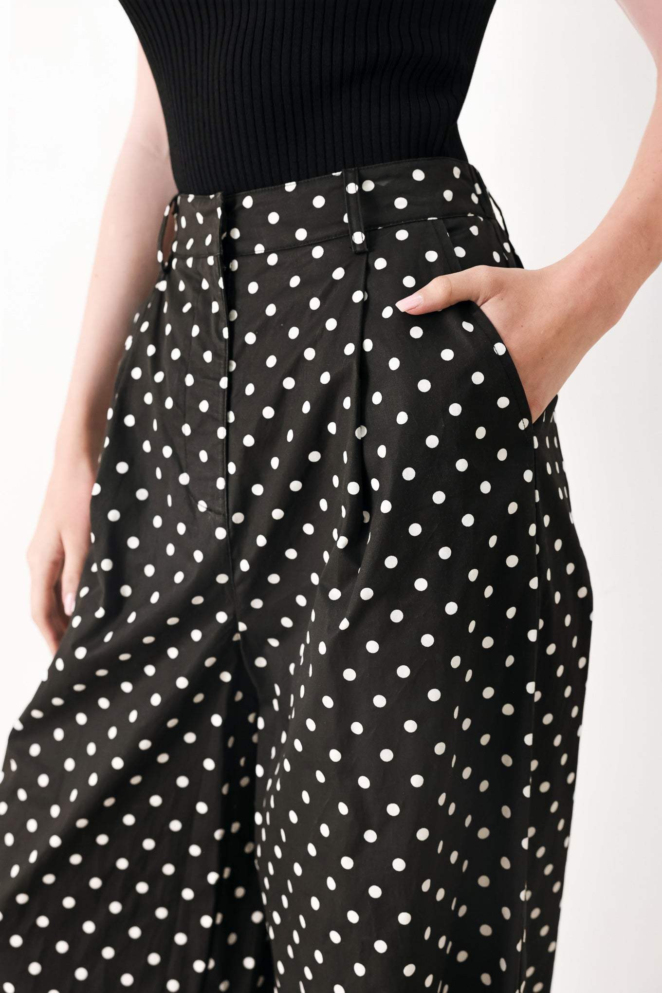 FOREVER CHIC POLKA WOVEN PANTS - Flying Tomato - Flyclothing LLC