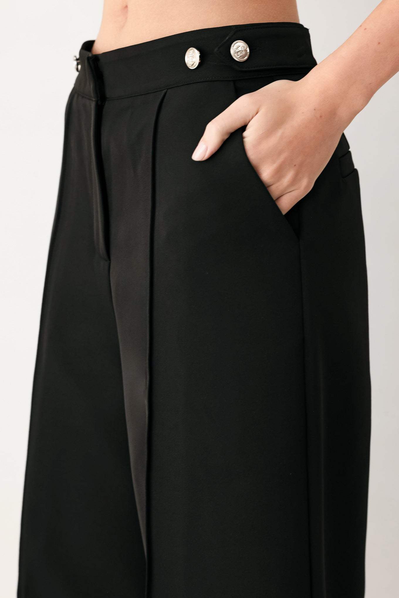 BLACK POWER PALAZZO WOVEN PANTS