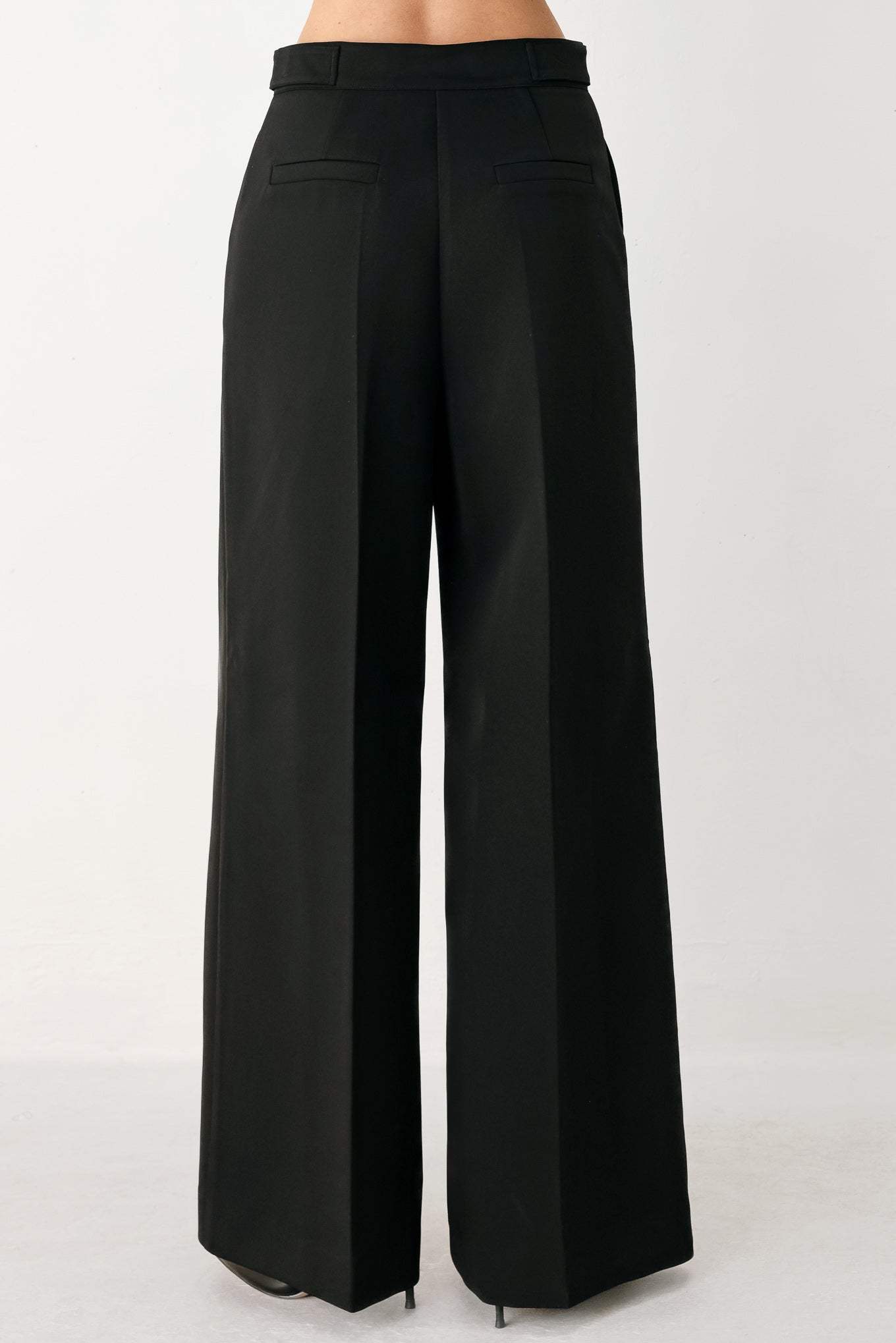 BLACK POWER PALAZZO WOVEN PANTS