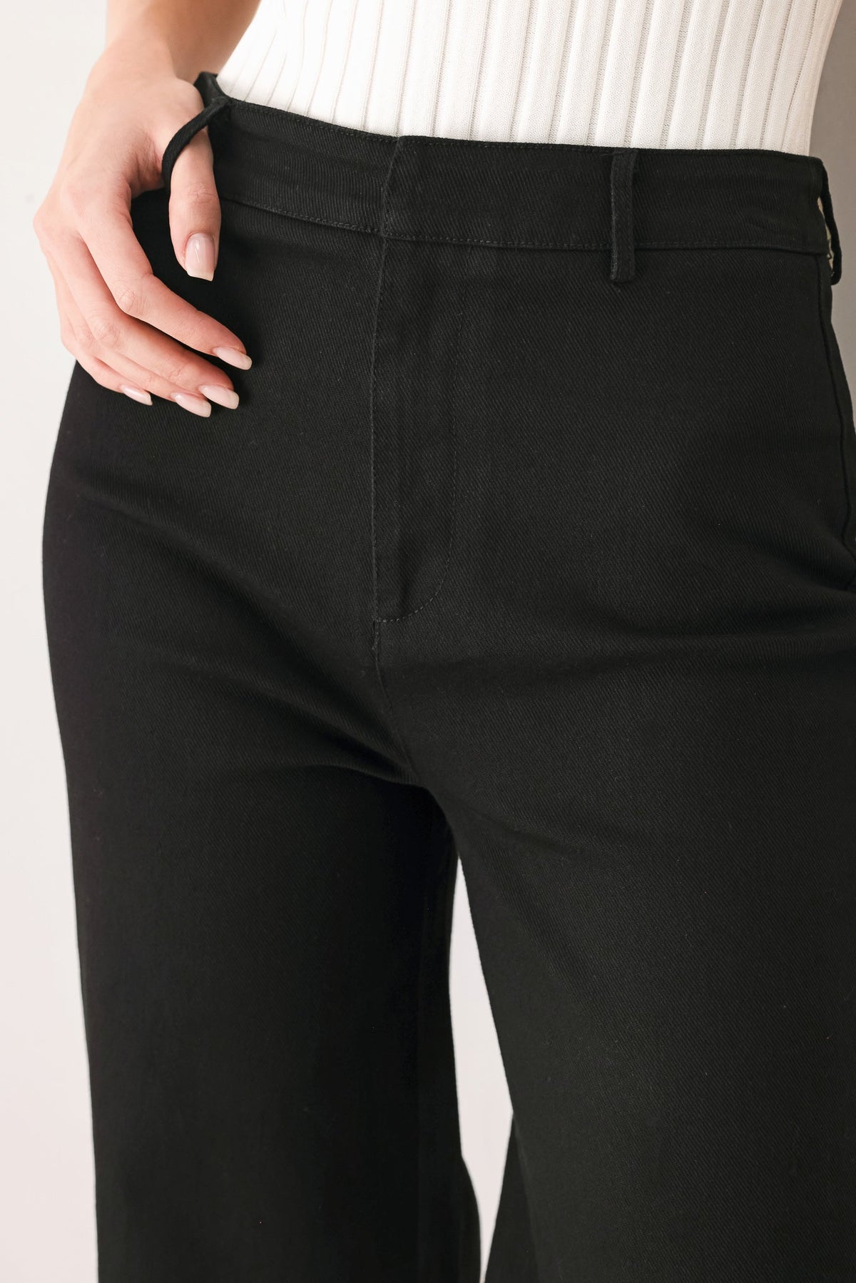 DENIM AUTHORITY BLACK DENIM WIDE-LEG PANTS - Flying Tomato - Flyclothing LLC