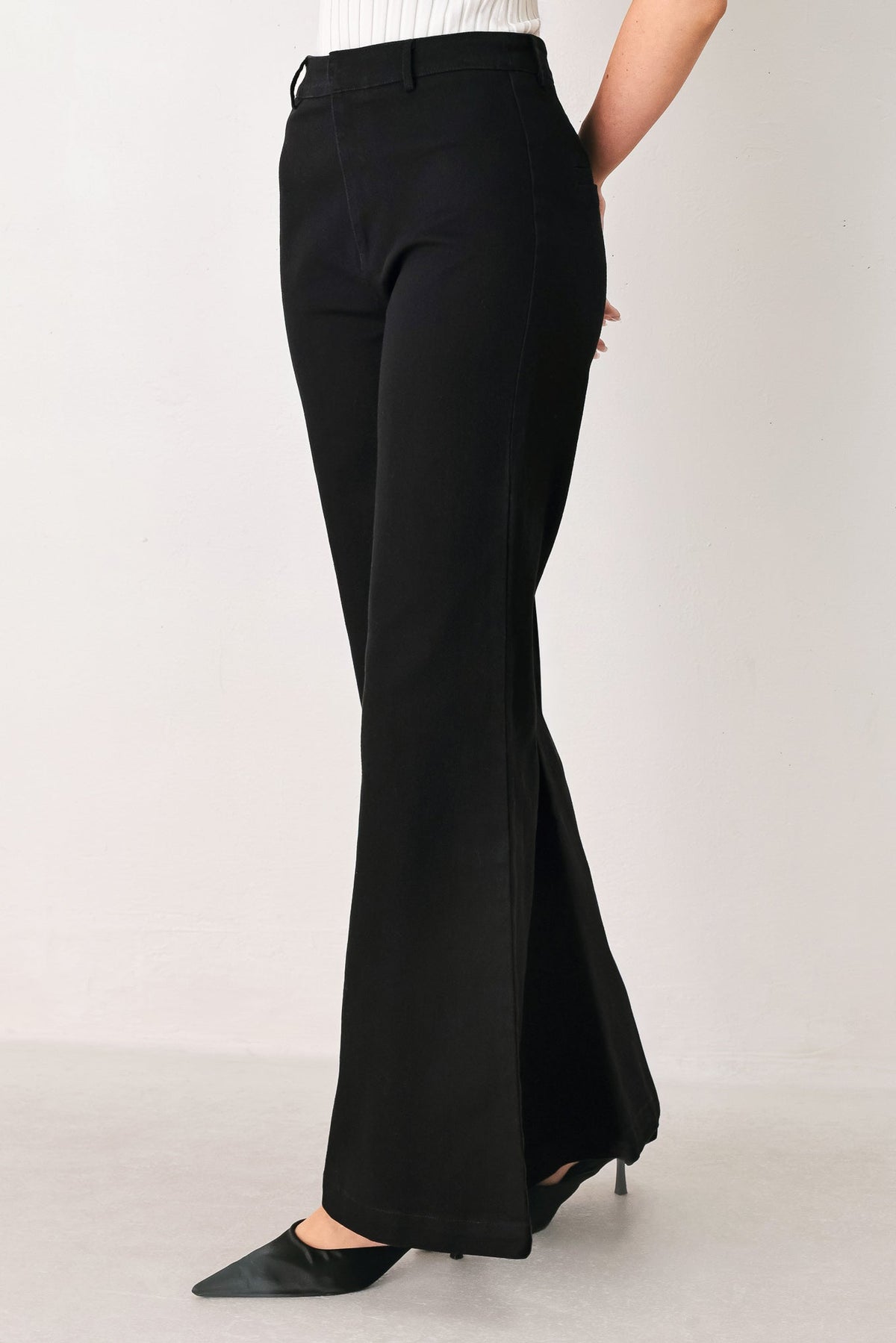 DENIM AUTHORITY BLACK DENIM WIDE-LEG PANTS - Flying Tomato - Flyclothing LLC