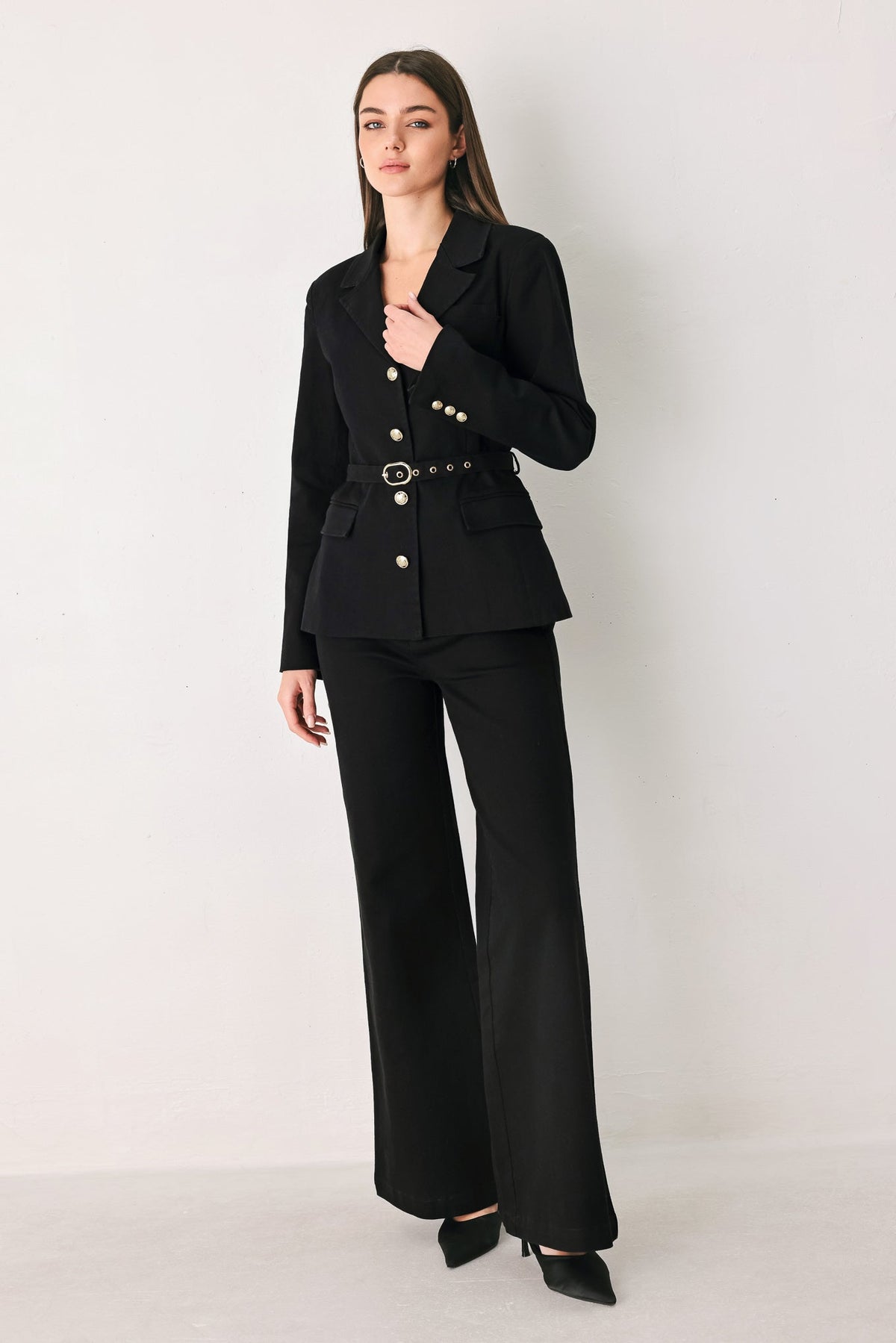 DENIM AUTHORITY BLACK DENIM WIDE-LEG PANTS - Flying Tomato - Flyclothing LLC
