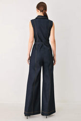 SLEEVELESS WORKWEAR DENIM JUMPSUIT