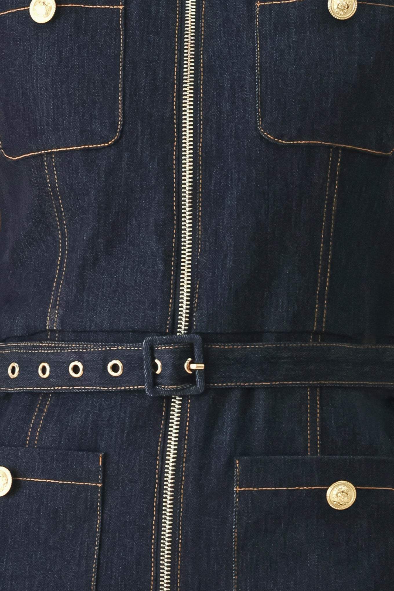 SLEEVELESS WORKWEAR DENIM JUMPSUIT